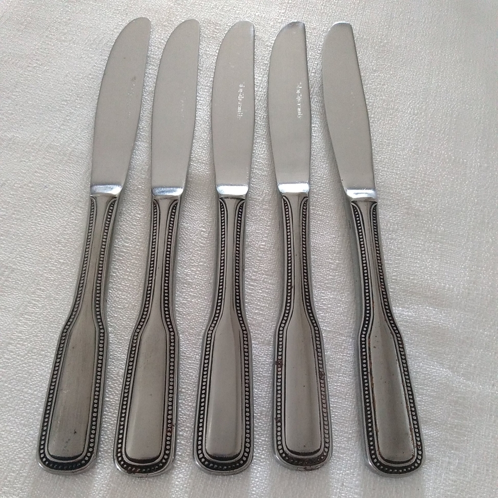 Stainless By Salem 5 Dinner Knives Vintage Flatware